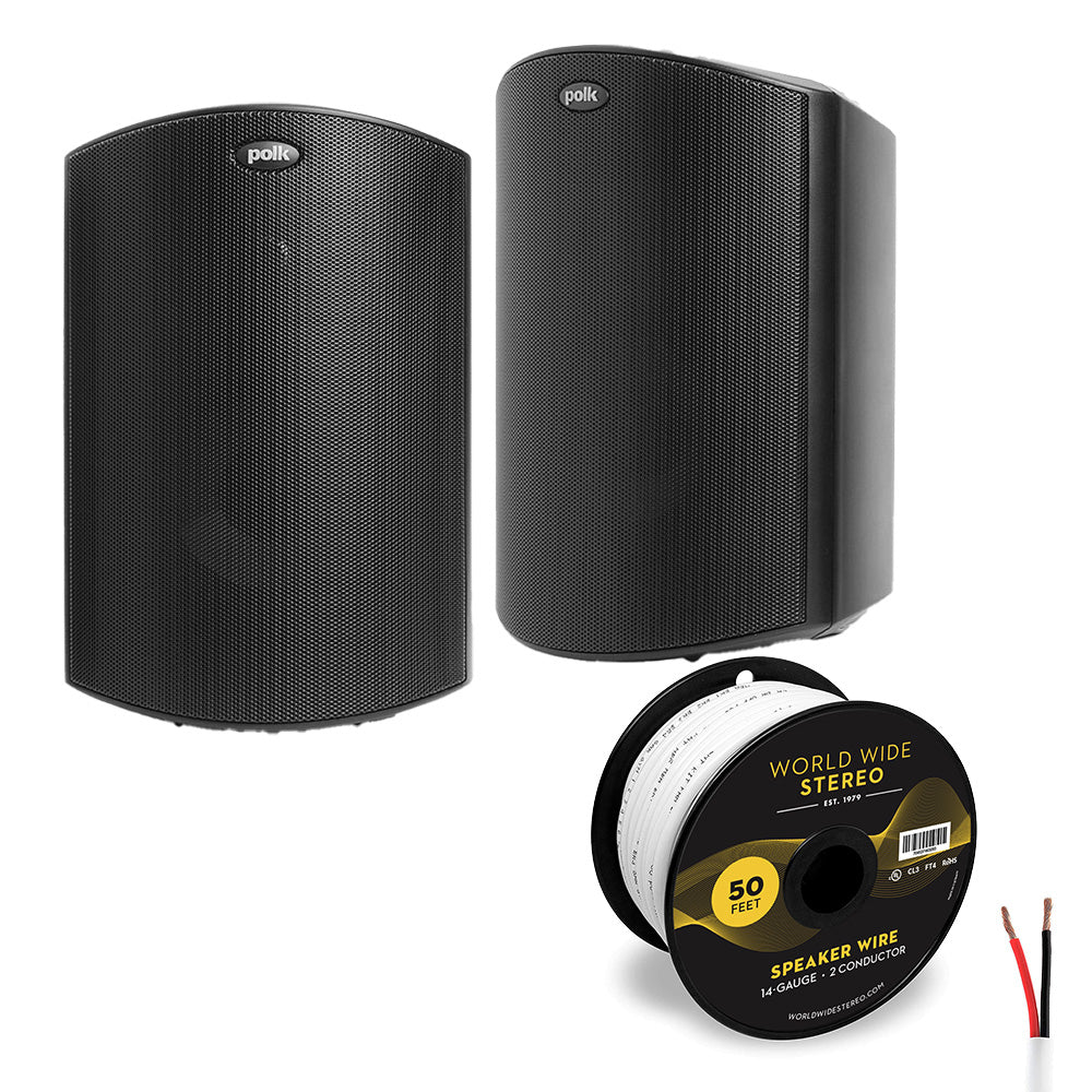 Polk Audio Atrium6 All Weather Outdoor Loudspeaker Cable Bundle - Pair (Black)