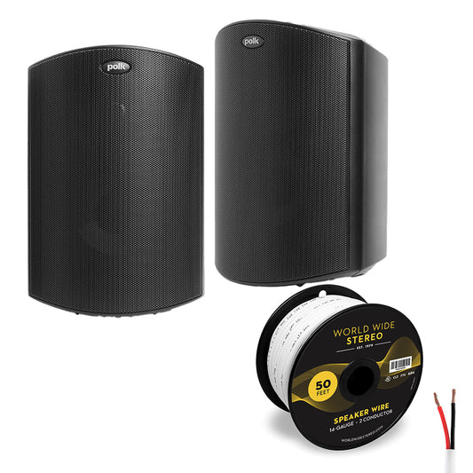 Polk Audio Atrium6 All Weather Outdoor Loudspeaker Cable Bundle - Pair (Black)