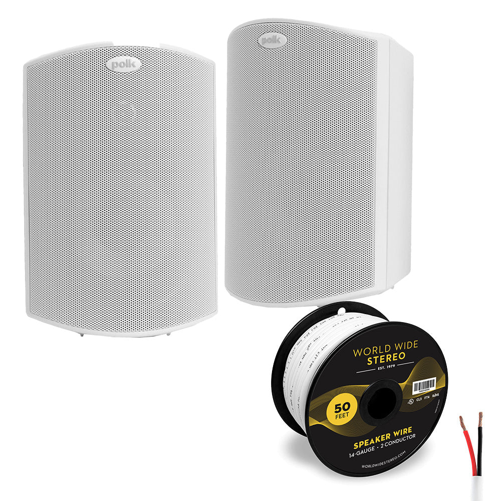 Polk Audio Atrium6 All Weather Outdoor Loudspeaker Cable Bundle - Pair (White)