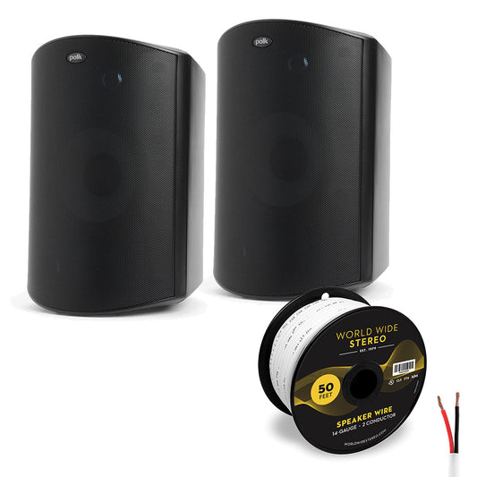 Polk Audio Atrium8 All Weather Outdoor Loudspeaker Cable Bundle - Pair (Black)