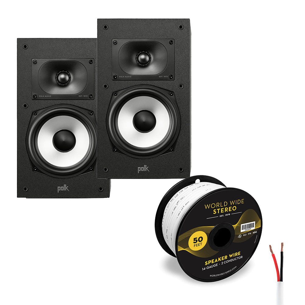 Polk Audio Monitor MXT20 High Resolution Bookshelf Speakers Cable Bundle (Pair)
