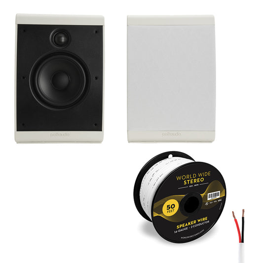 Polk Audio OWM3 Compact Multi Application Satellite Speaker Cable Bundle (White)