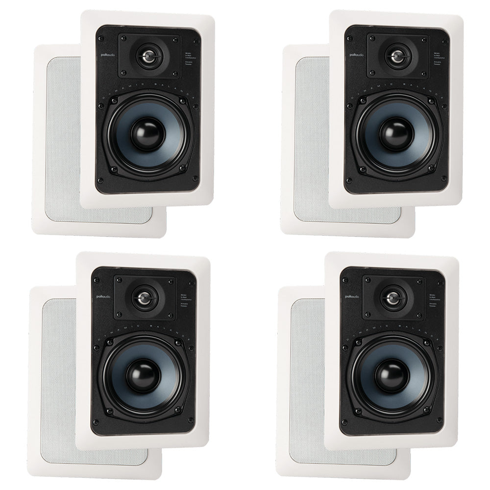 Polk Audio RC55i 5.25 Inch 2 Way In Wall Speakers - 4 Pack (White)