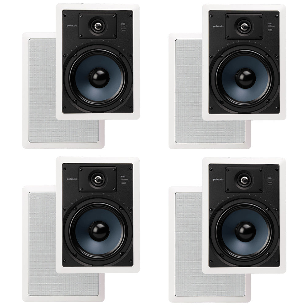 Polk Audio RC85i 2 Way In Wall Speakers - 4 Pack (White)