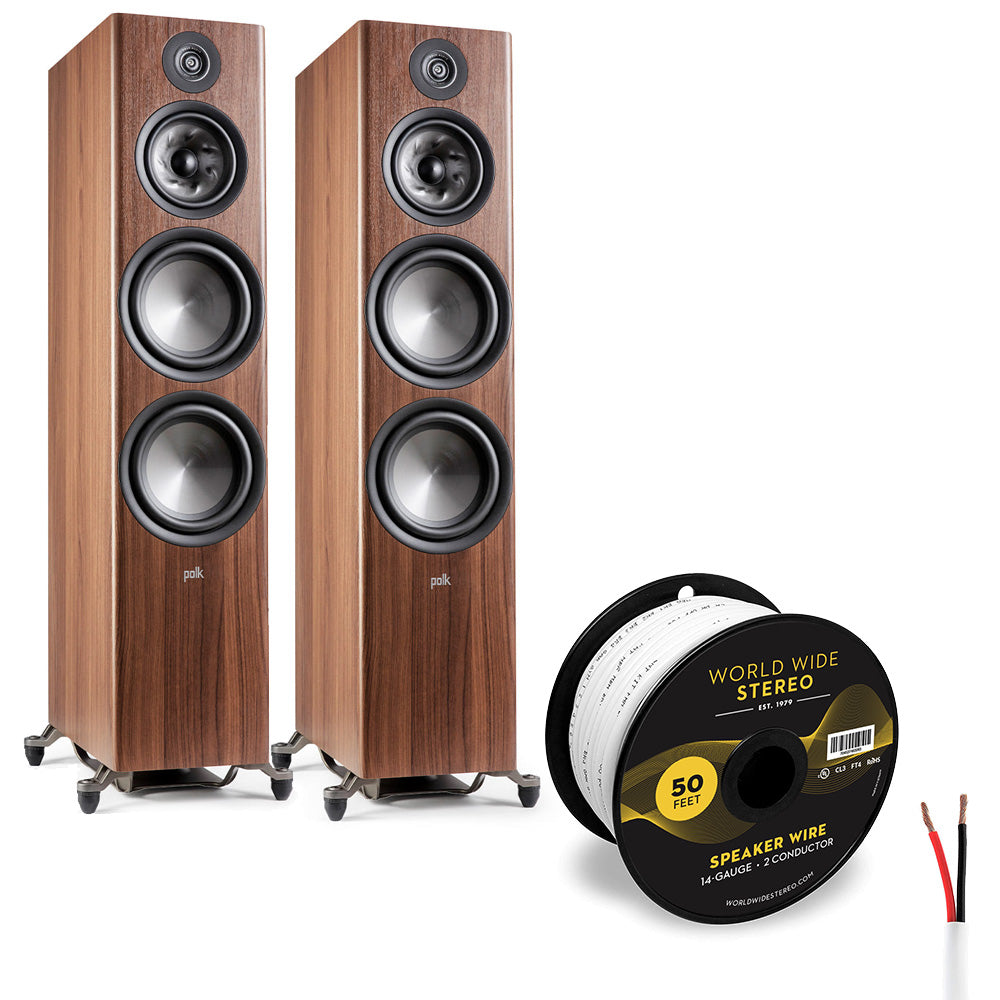Polk Audio Reserve 700 Floorstanding Speaker Pair with Speaker Wire (Walnut)