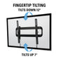 Black metal TV wall mount with vertical brackets and fingertip tilt adjustment