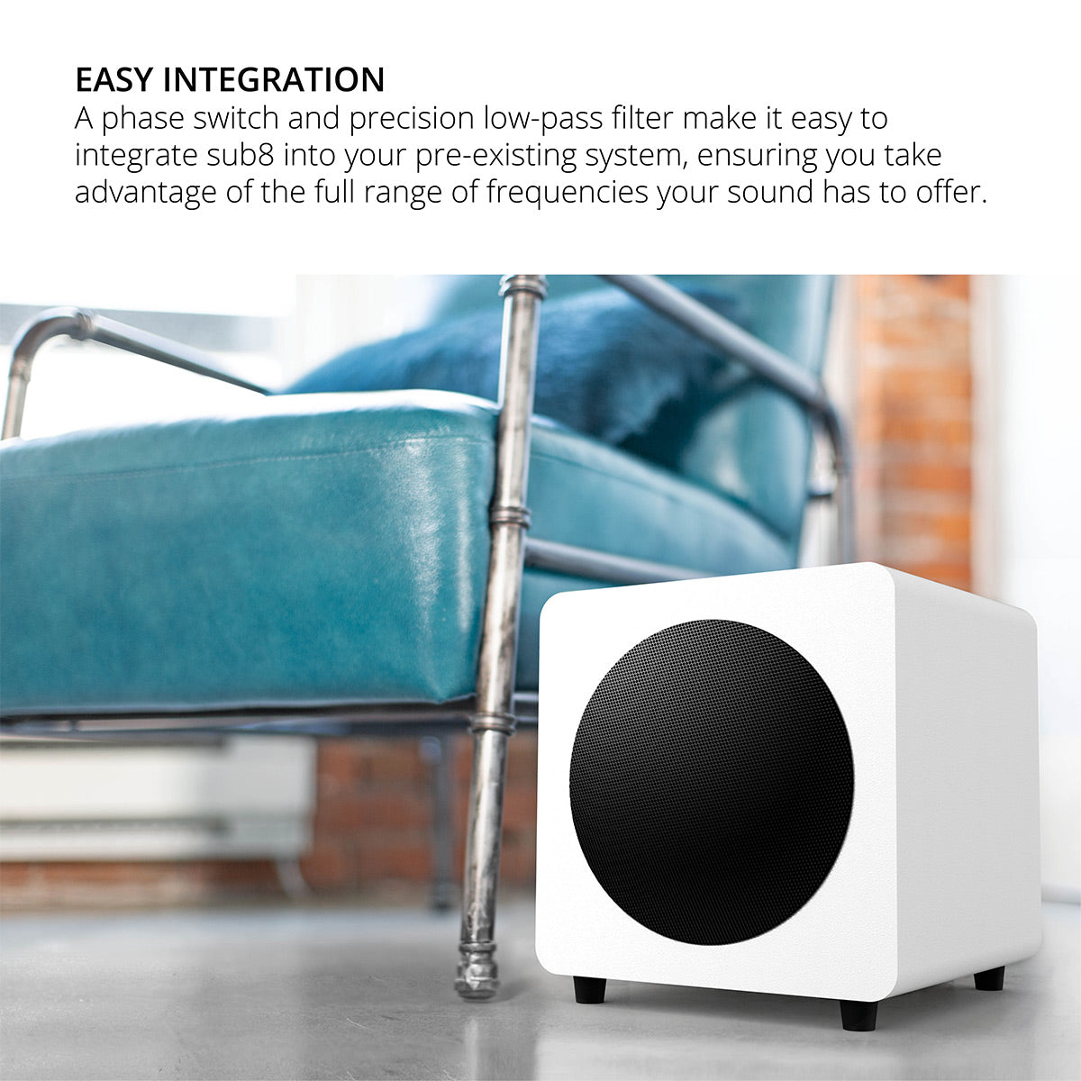 Kanto SUB8 8" Powered Subwoofer Bundle with AudioQuest Jack Russell Subwoofer Cable - 4m (White)