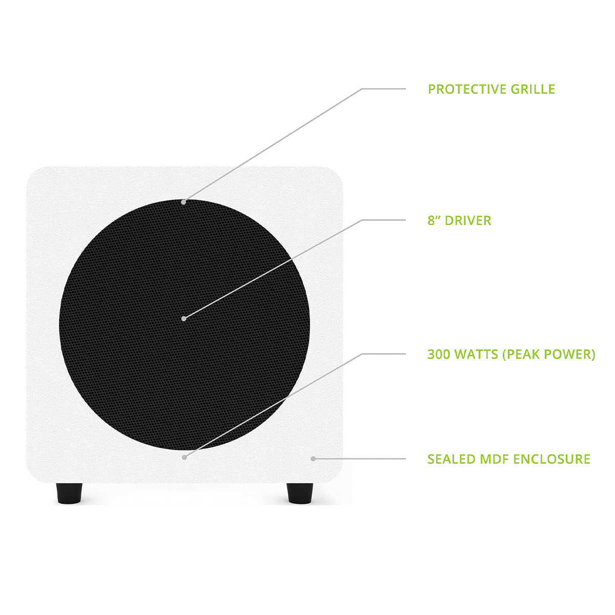 Kanto SUB8 8" Powered Subwoofer Bundle with AudioQuest Jack Russell Subwoofer Cable - 4m (White)