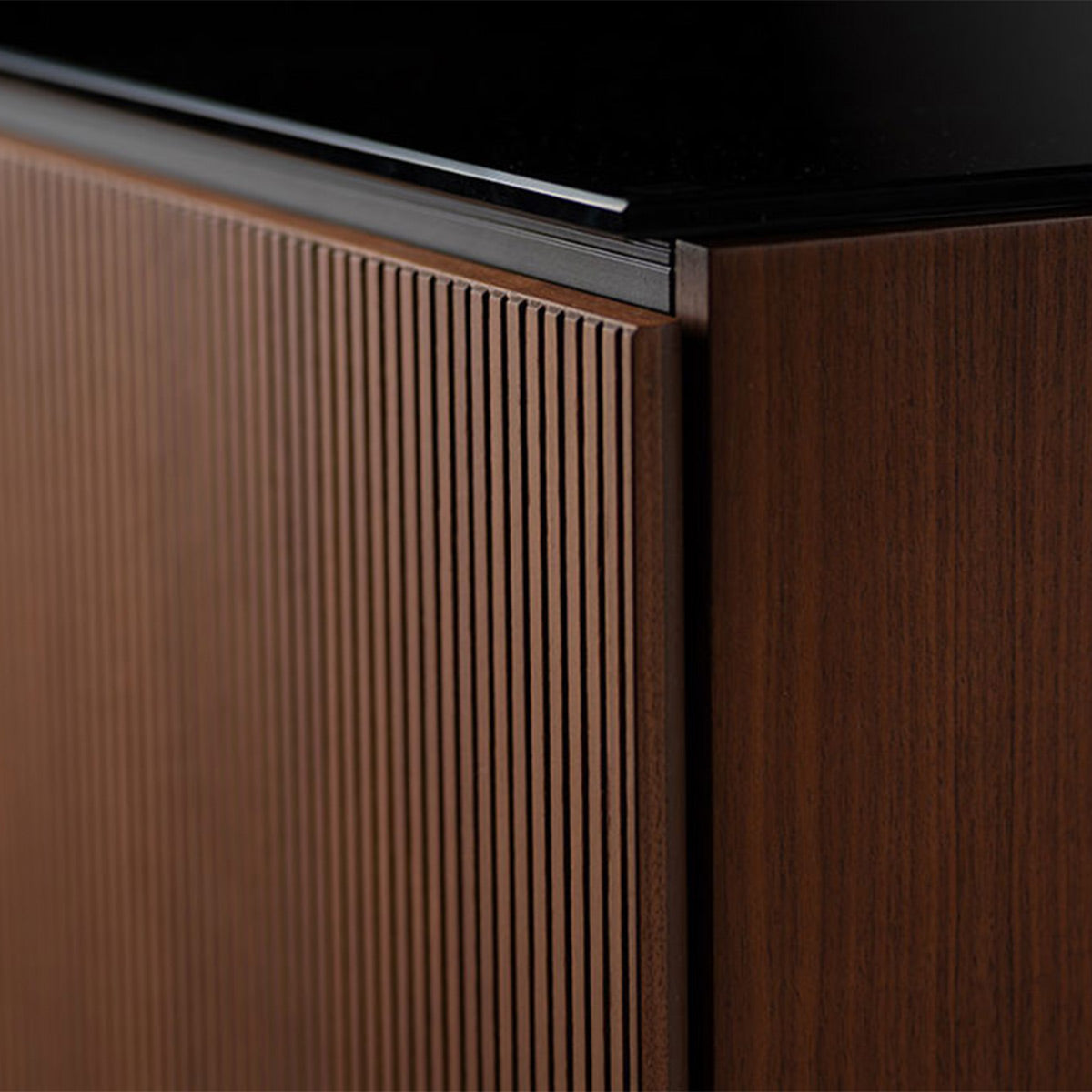 Salamander Designs Chameleon Collection Manhattan 221 Twin AV Cabinet (Medium Walnut Doors and Sides, Black Glass Top)