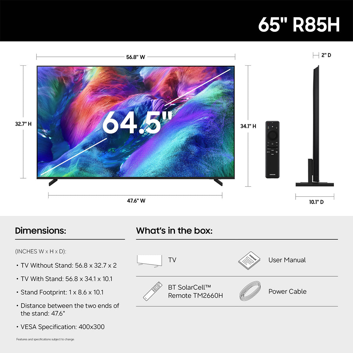Samsung MRN65R85HAFXZA R85H 65 Inch 4K Micro RGB TV