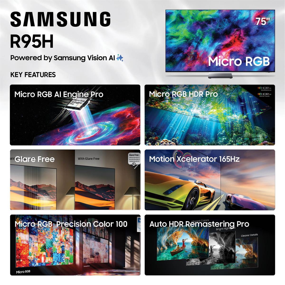 Samsung MRN75R95HAFXZA R95H 75 Inch 4K Micro RGB TV