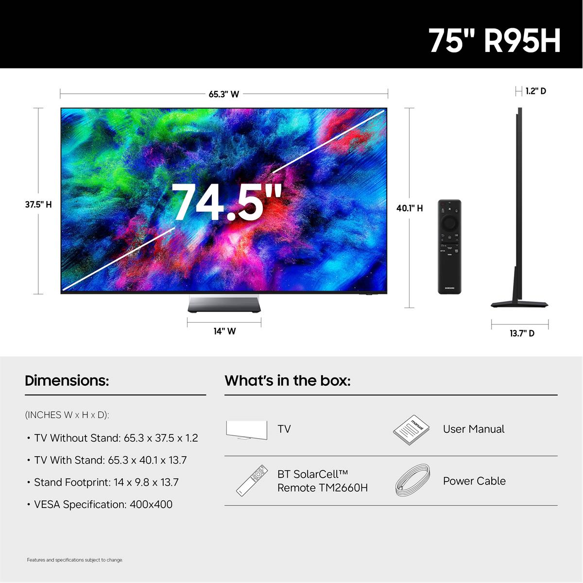 Samsung MRN75R95HAFXZA R95H 75 Inch 4K Micro RGB TV