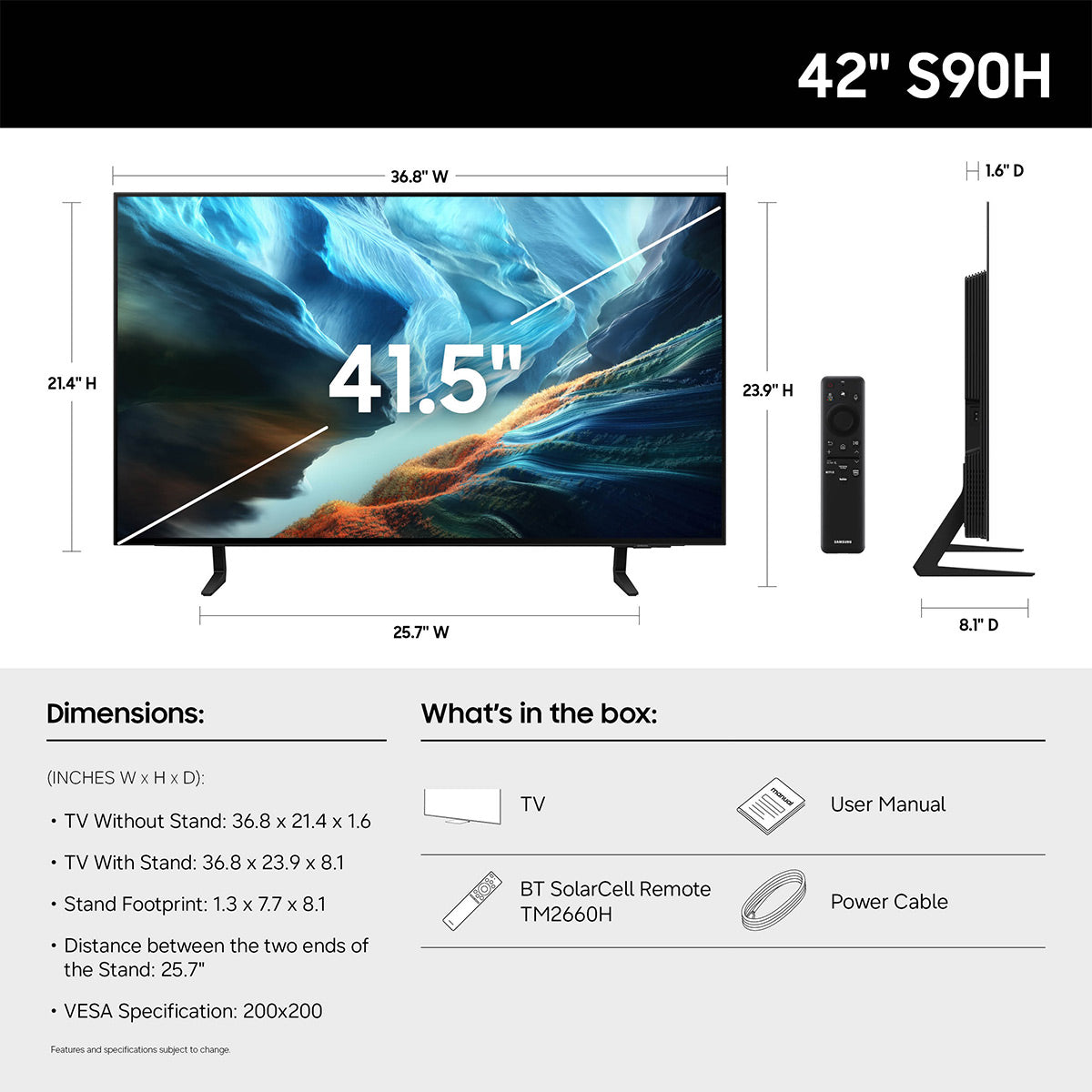 Samsung QN42S90HAEXZA S90H 42 Inch 4K OLED TV