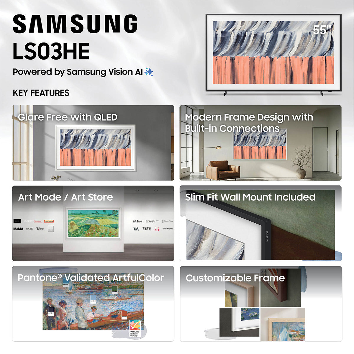 Samsung QN55LS03HEFXZA LS03HE 55 Inch The Frame 4K QLED TV