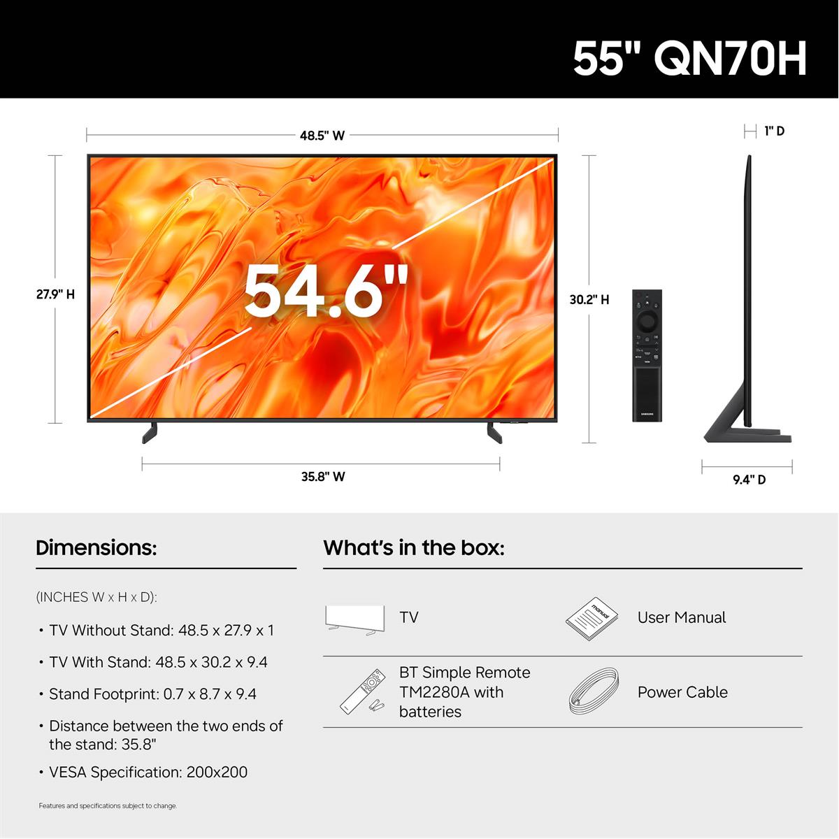 Samsung QN55QN70HAFXZA QN70H 55 Inch 4K NeoQLED TV