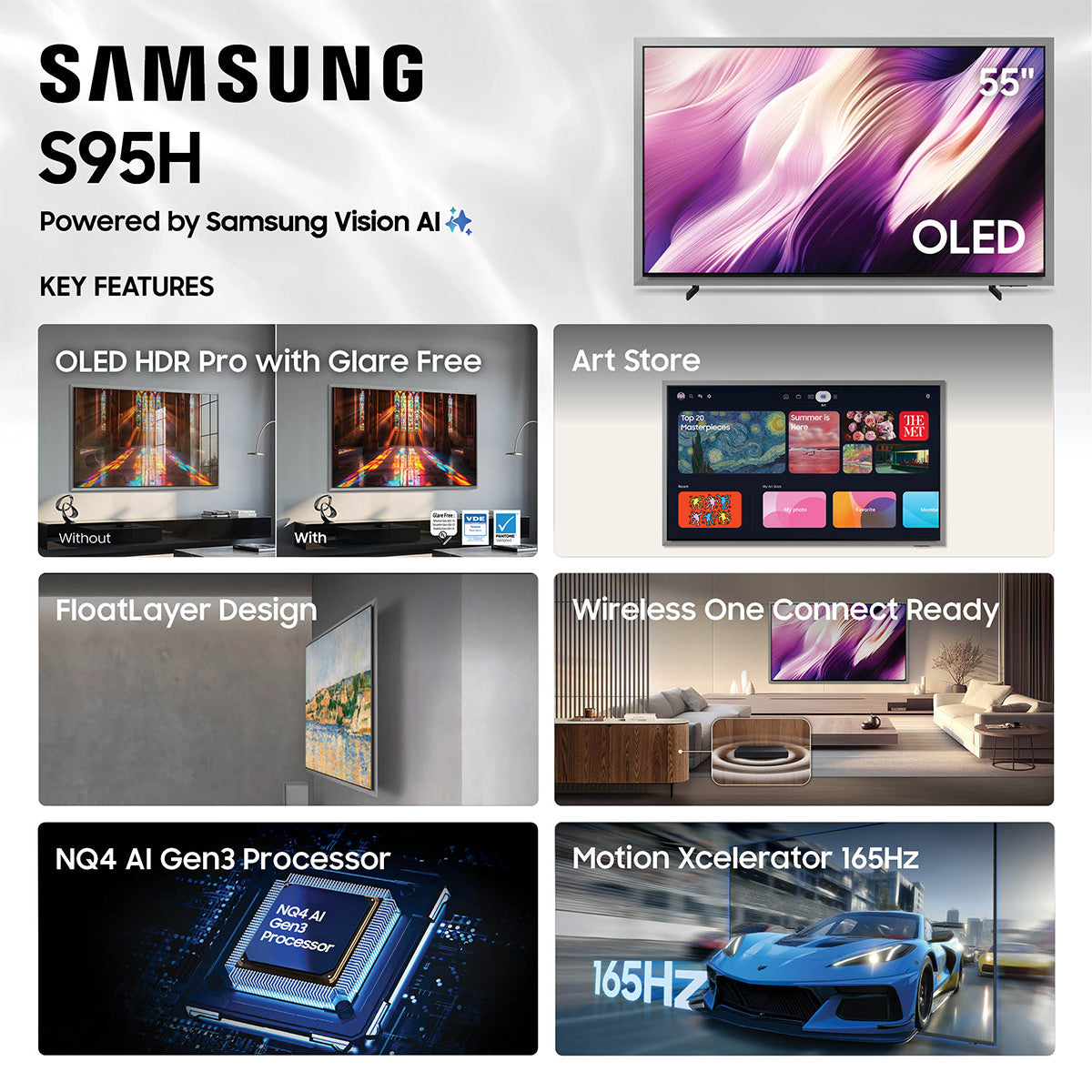 Samsung QN55S95HAFXZA S95H 55 Inch 4K OLED TV