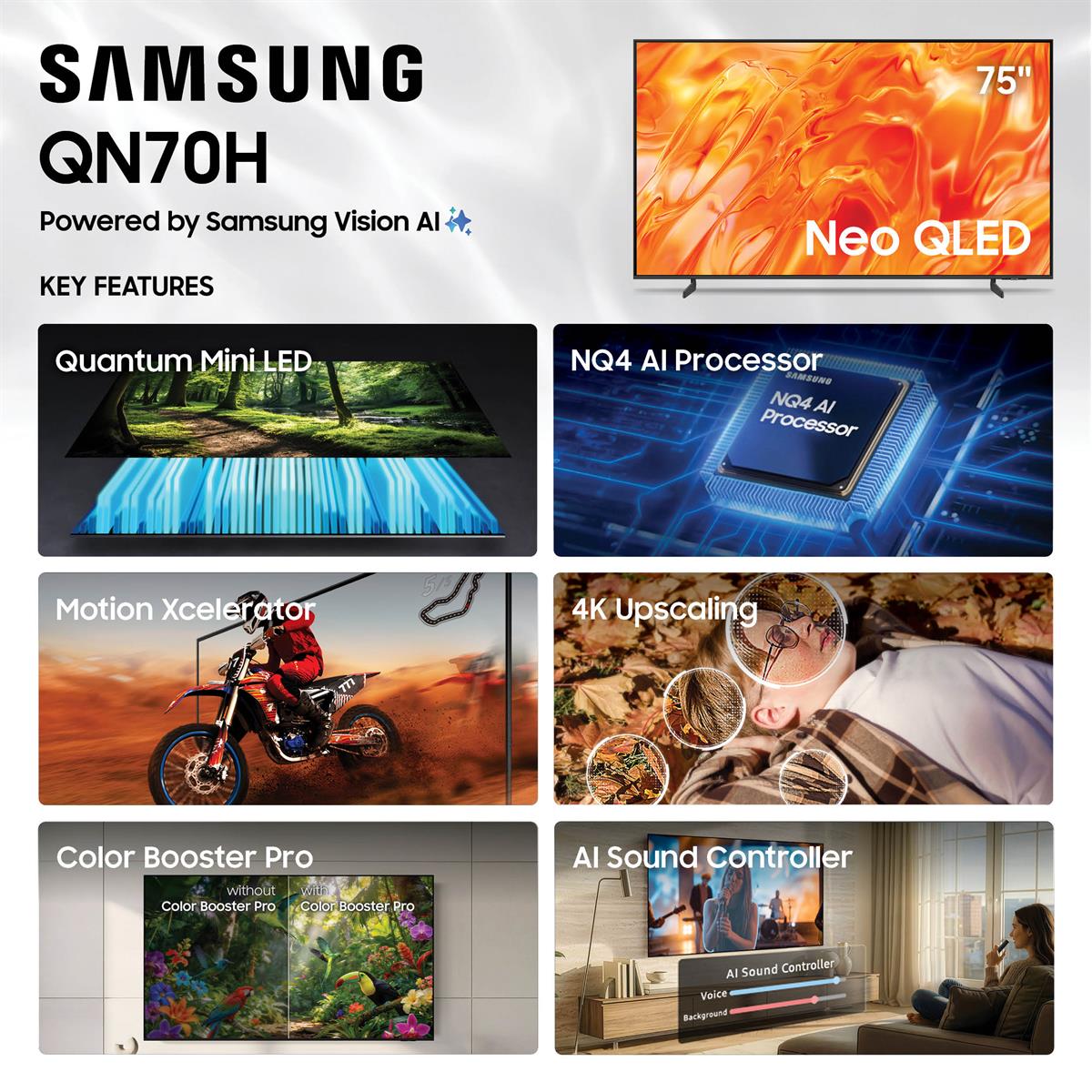 Samsung QN75QN70HAFXZA QN70H 75 Inch 4K NeoQLED TV