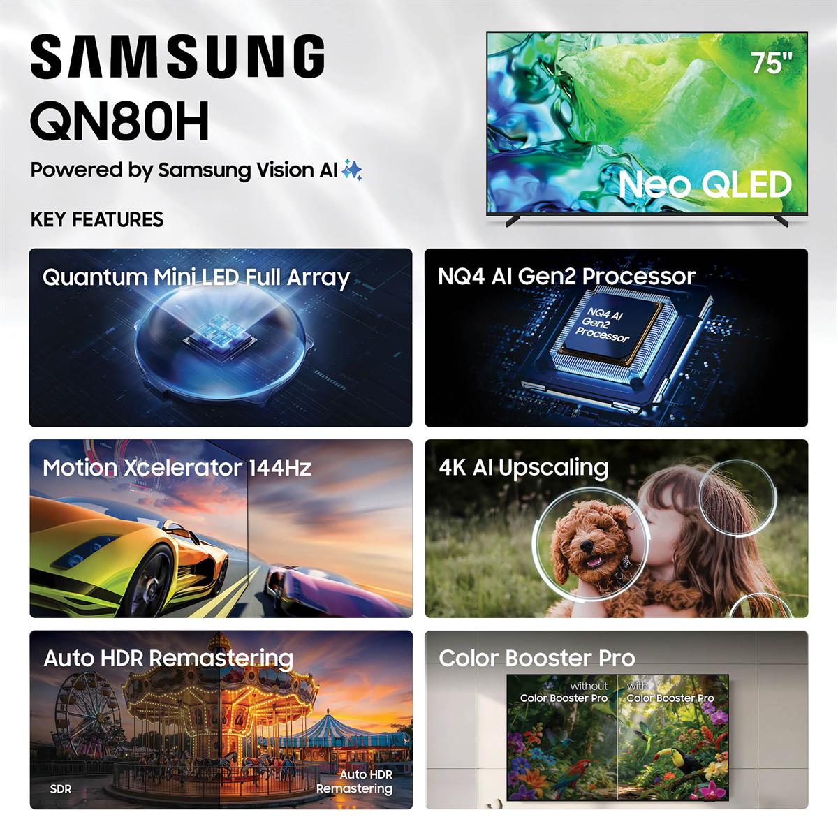 Samsung QN75QN80HAFXZA QN80H 75 Inch 4K NeoQLED TV