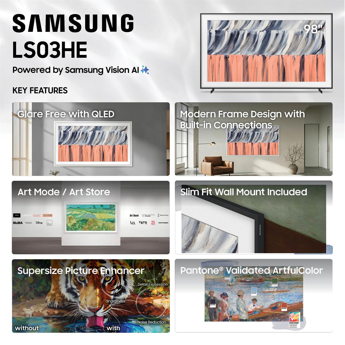 Samsung QN98LS03HEFXZA LS03HE 98 Inch The Frame 4K QLED TV