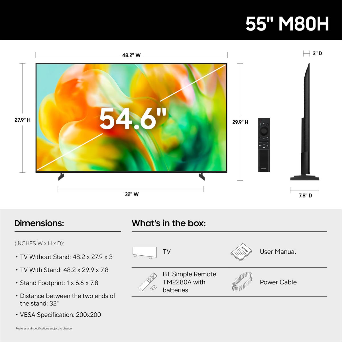 Samsung UN55M80HAFXZA M80H 55 Inch 4K LED TV