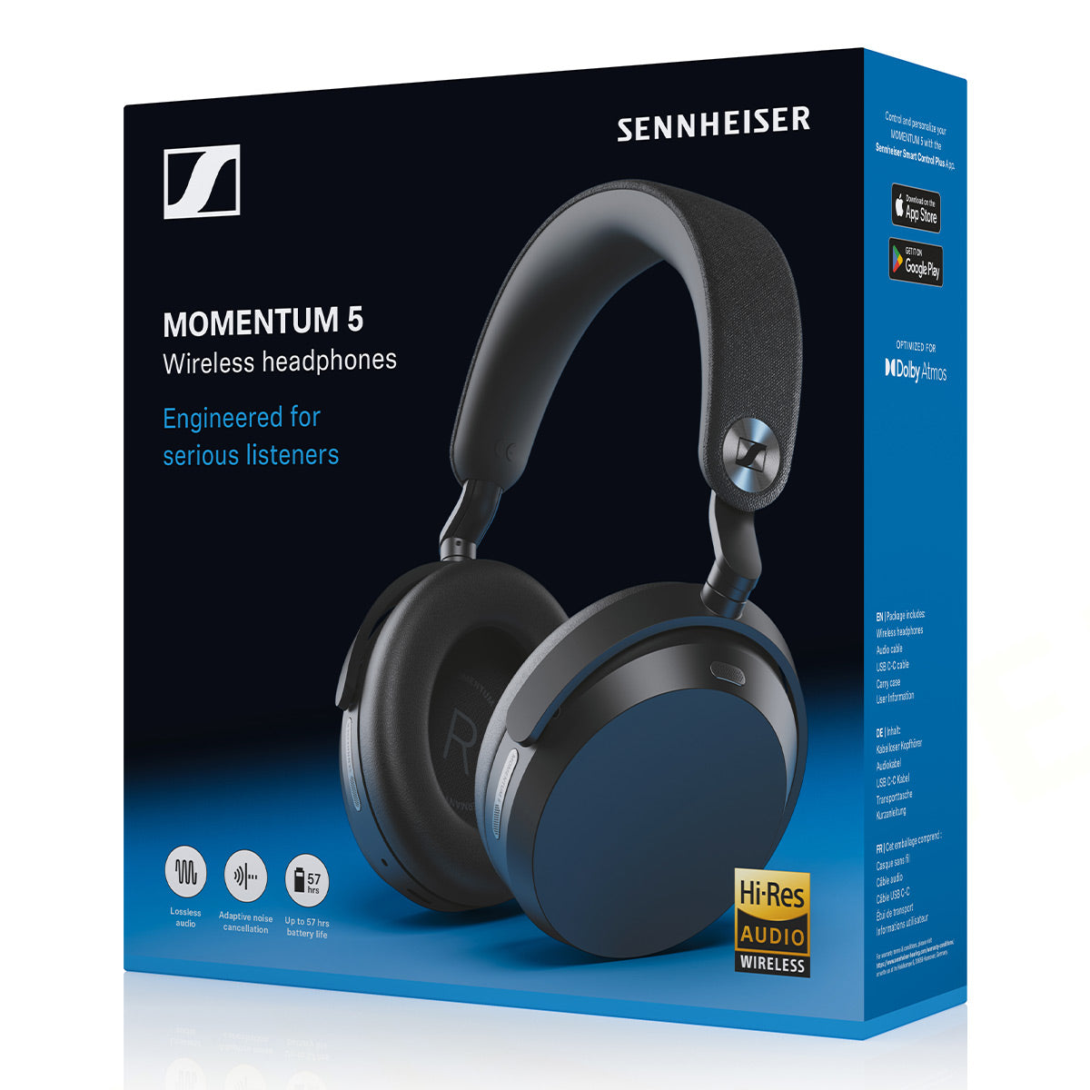 Sennheiser Momentum 5 Adaptive Noise-Cancelling Around Ear Bluetooth Wireless Headphones (Black)