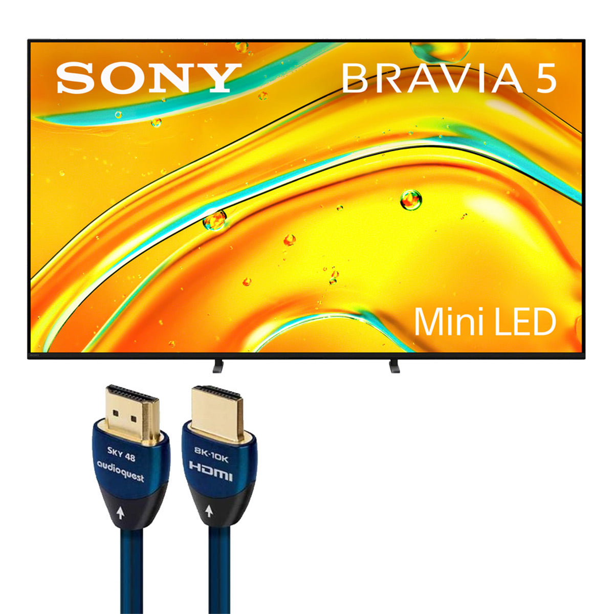 Sony BRAVIA 5 65 Inch Mini LED 4K HDR TV with AudioQuest SKY 3m HDMI Cable