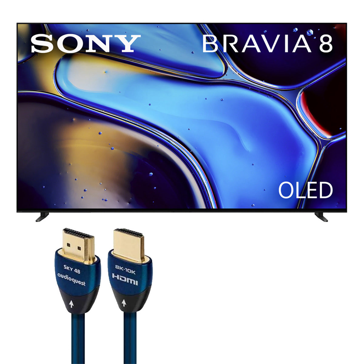 Sony BRAVIA 8 II 55 Inch QD-OLED 4K HDR Google TV (2025) with AudioQuest SKY 3m HDMI Cable