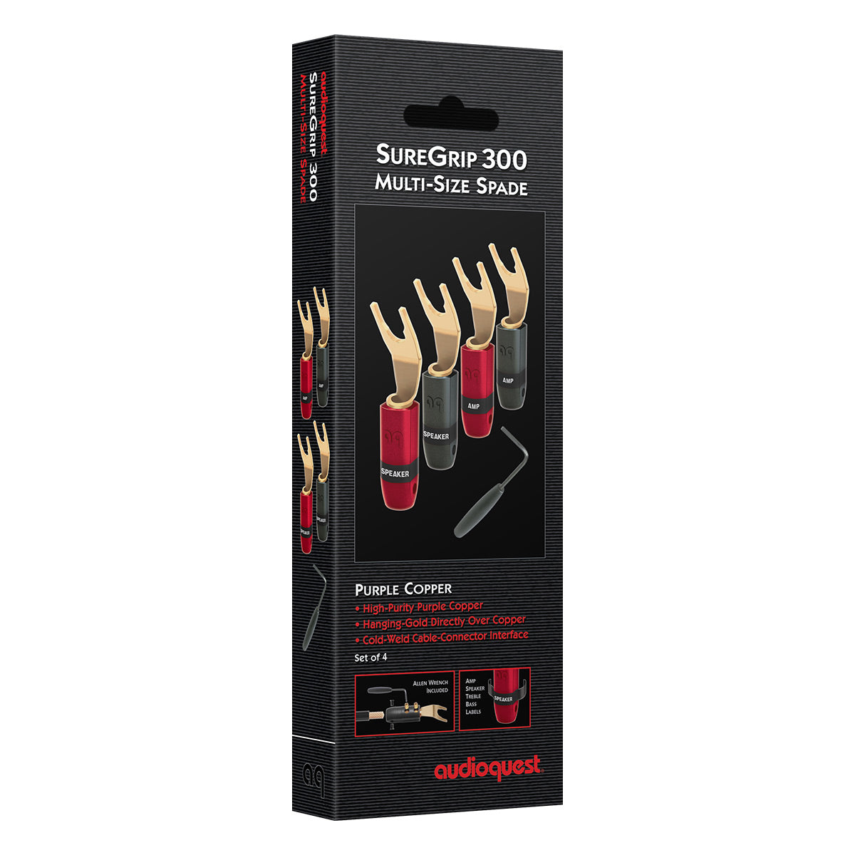 AudioQuest SureGrip&reg; 300 Gold Multi-Spade Speaker Connectors - 4-Pack