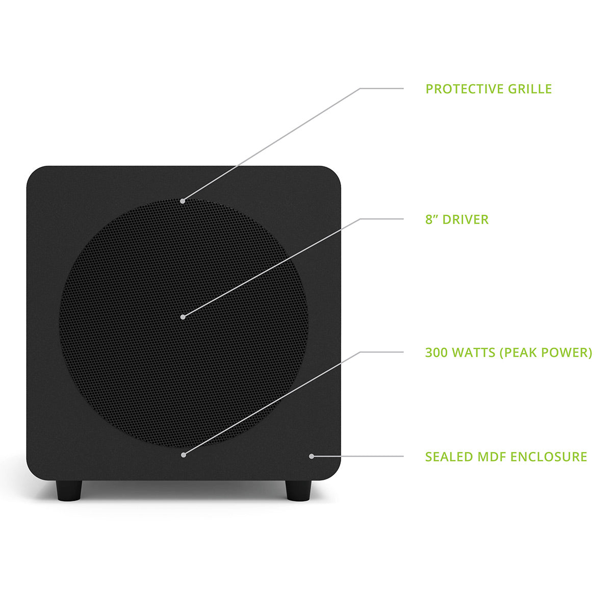 Kanto SUB8 8" Powered Subwoofer Bundle with AudioQuest Jack Russell Subwoofer Cable - 4m (Black)