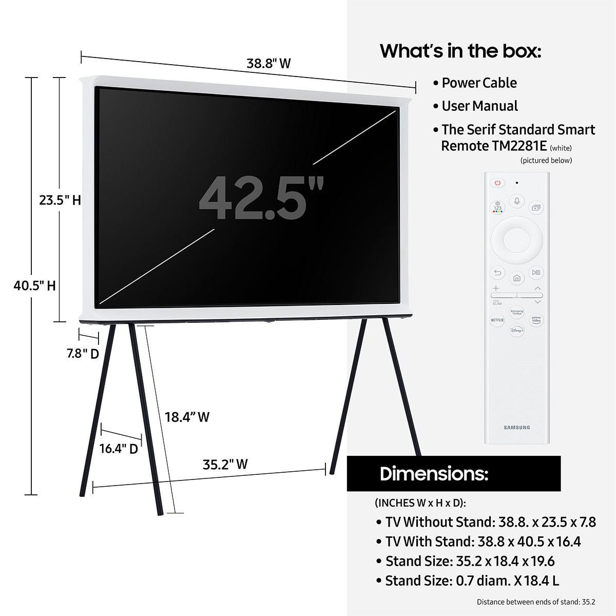 Samsung LS01D 43" 4K The Serif QLED UHD Smart TV (2024)