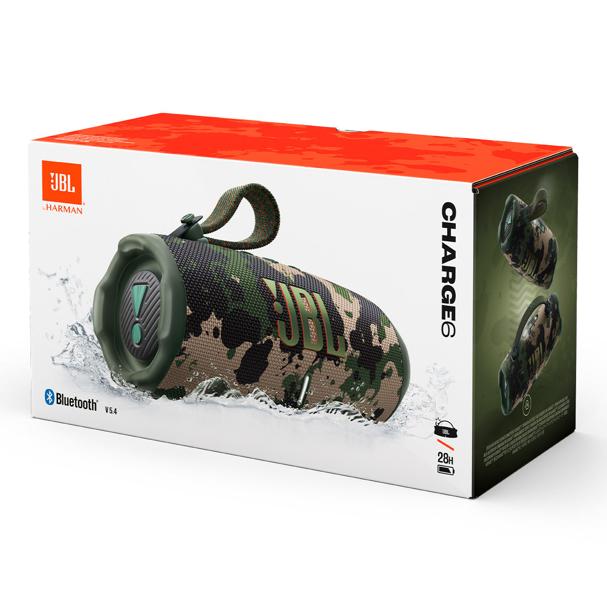 JBL Charge 6 Waterproof Portable Speaker Bundle with gSport Silicone Sleeve (Camo)
