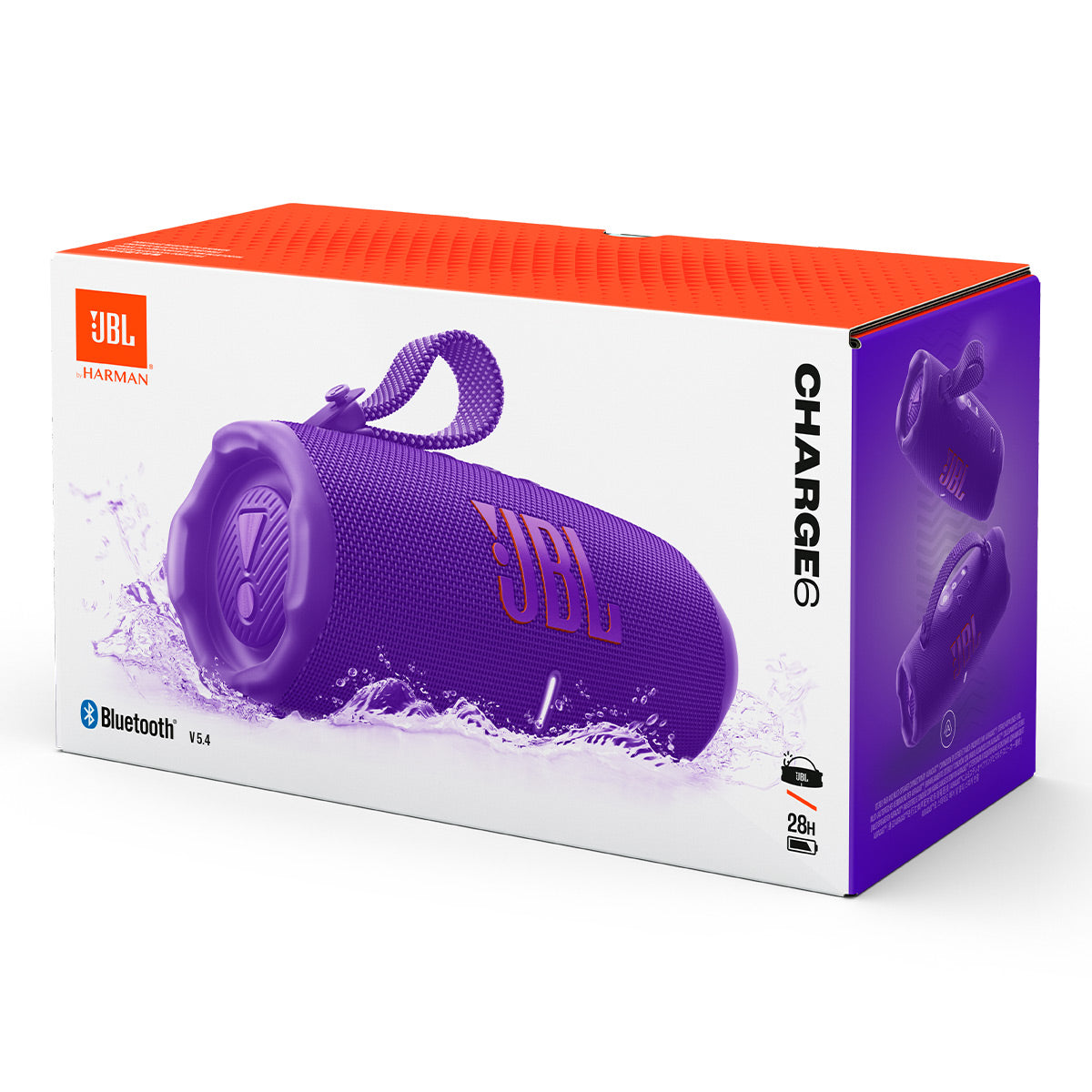 JBL Charge 6 Waterproof Portable Speaker Bundle with gSport Silicone Sleeve (Purple)