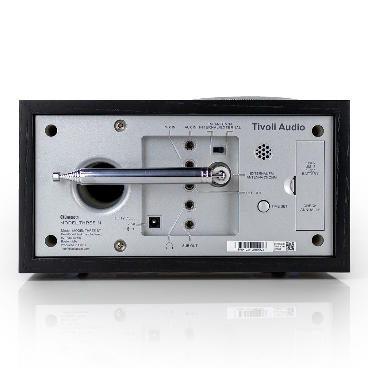 Tivoli Audio Model Three AM/FM Bluetooth Clock Radio with USB Charging Ports (Black Ash/Silver)