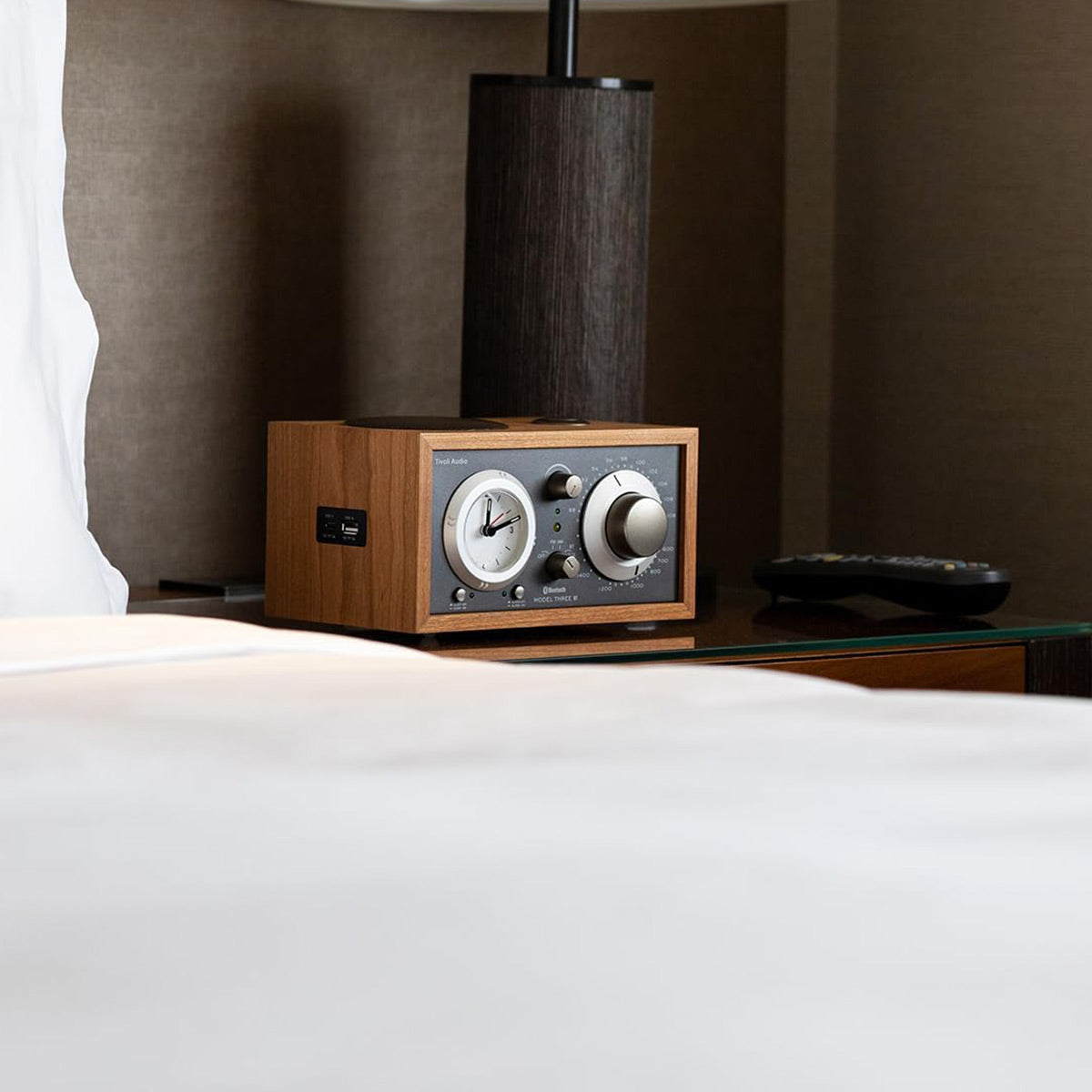 Tivoli Audio Model Three AM/FM Bluetooth Clock Radio with USB Charging Ports (Metallic Taupe/Cherry)
