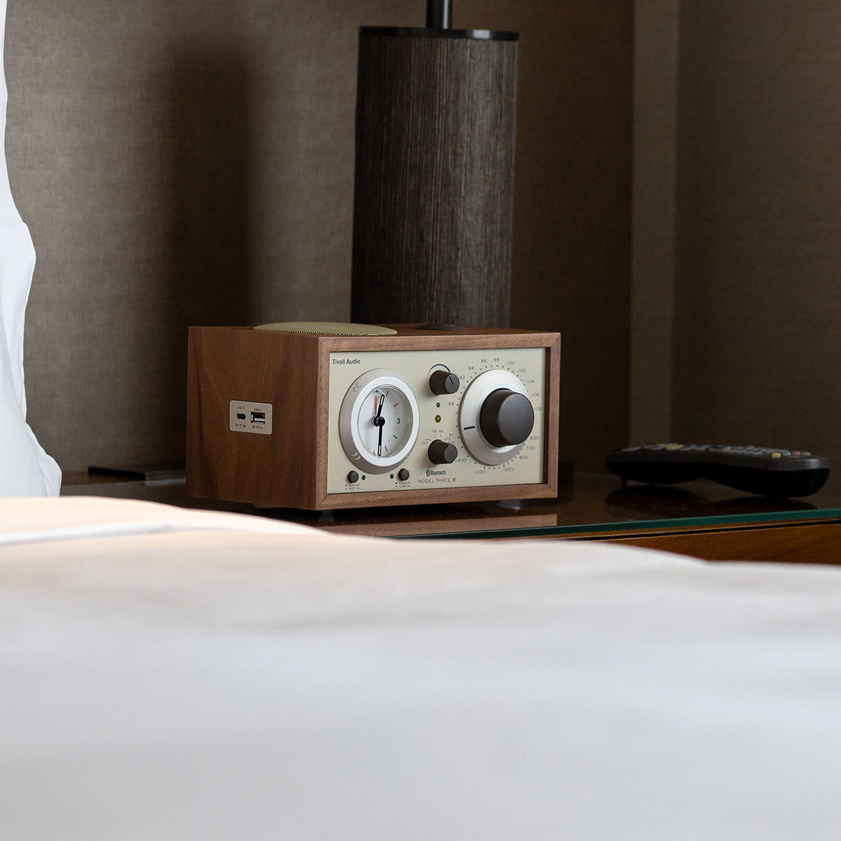 Tivoli Audio Model Three AM/FM Bluetooth Clock Radio with USB Charging Ports (Walnut / Beige)