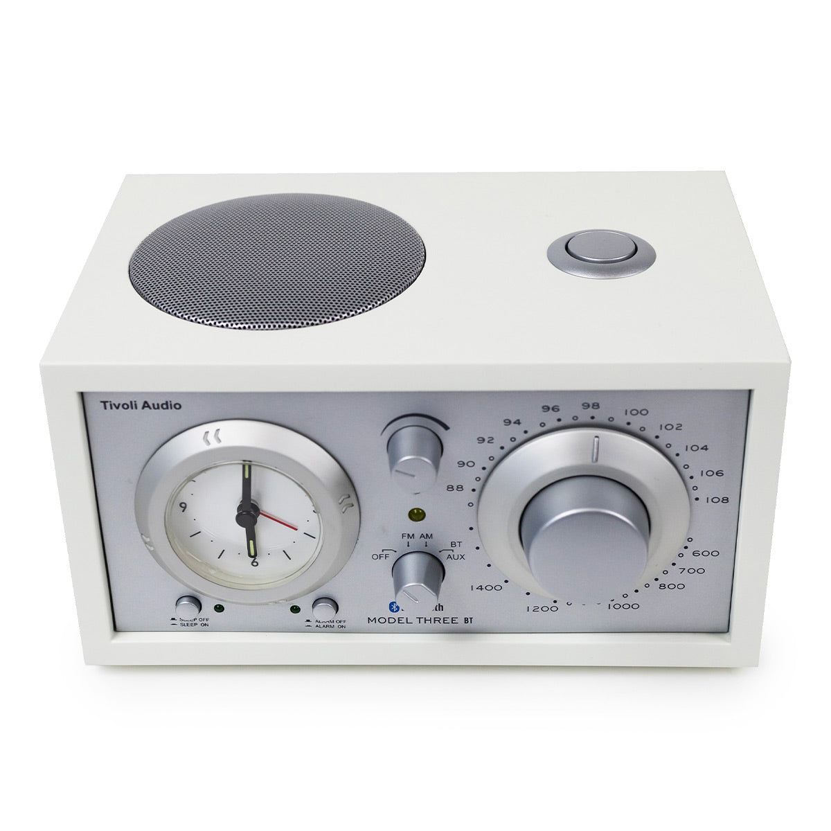 Tivoli Audio Model Three AM/FM Bluetooth Clock Radio with USB Charging Ports (White/Silver)