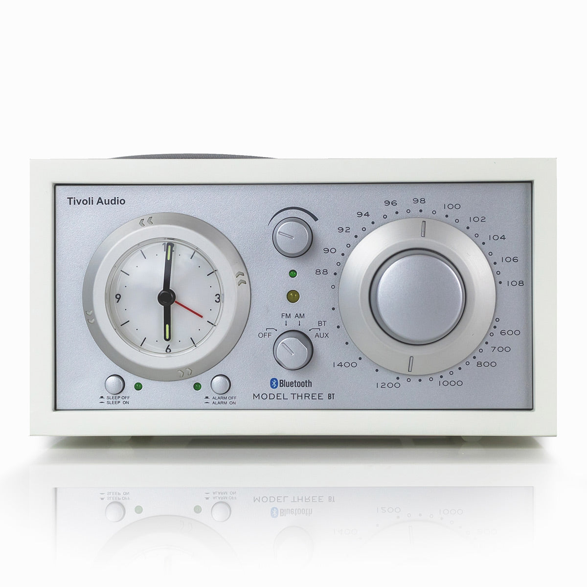 Tivoli Audio Model Three AM/FM Bluetooth Clock Radio with USB Charging Ports (White/Silver)