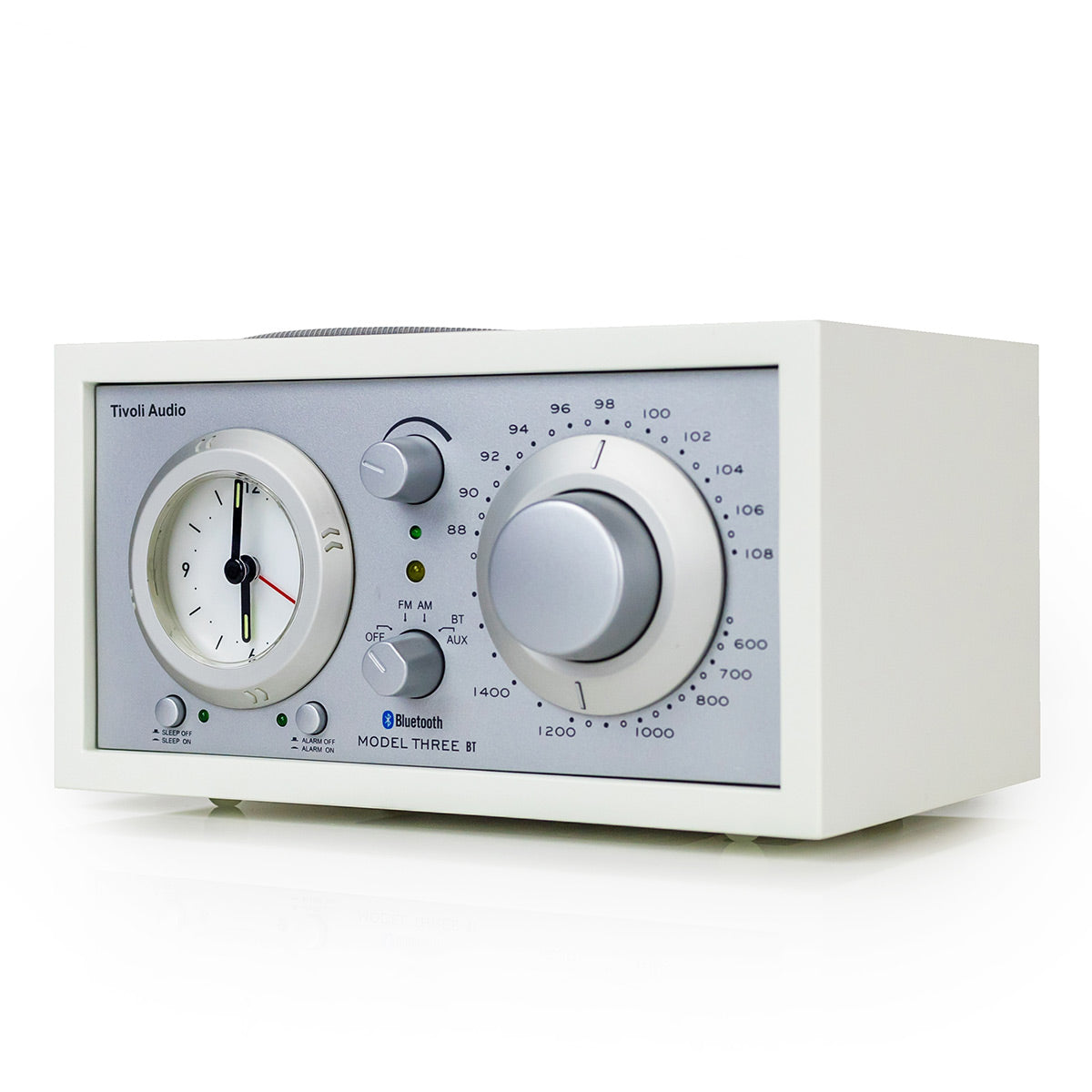 Tivoli Audio Model Three AM/FM Bluetooth Clock Radio with USB Charging Ports (White/Silver)