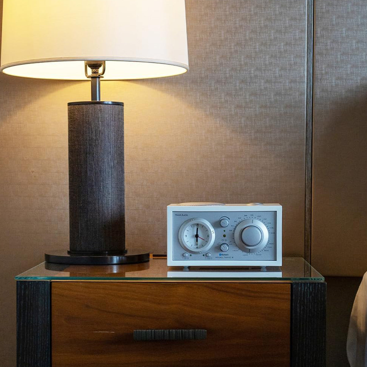 Tivoli Audio Model Three AM/FM Bluetooth Clock Radio with USB Charging Ports (White/Silver)