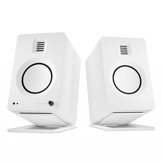 Kanto TUK Premium Powered Speakers - Pair with S6 Desktop Speaker Stands (White)