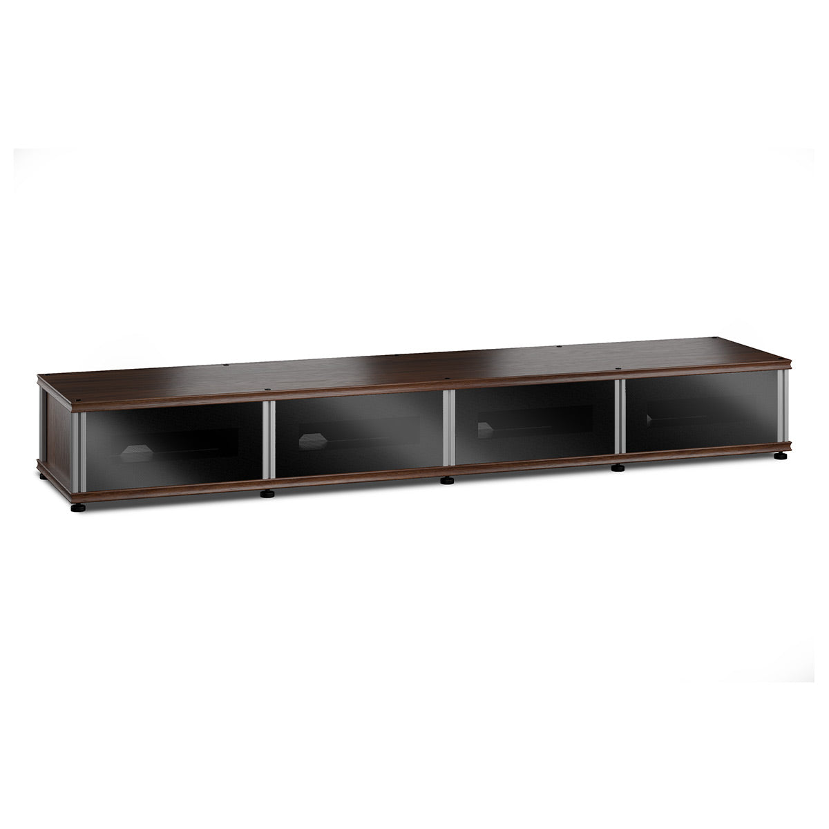 Salamander Designs Synergy 141 Quad AV Cabinet (Dark Walnut with Black Glass Doors & Aluminum Posts)