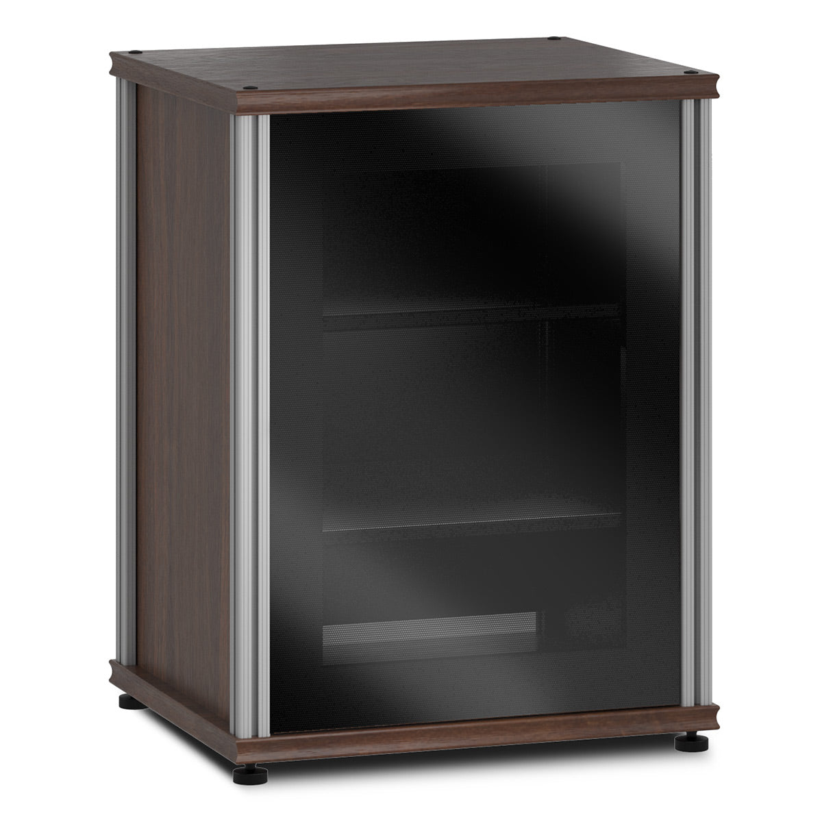 Salamander Designs Synergy 303 Single AV Cabinet (Dark Walnut with Black Glass & Aluminum Posts)