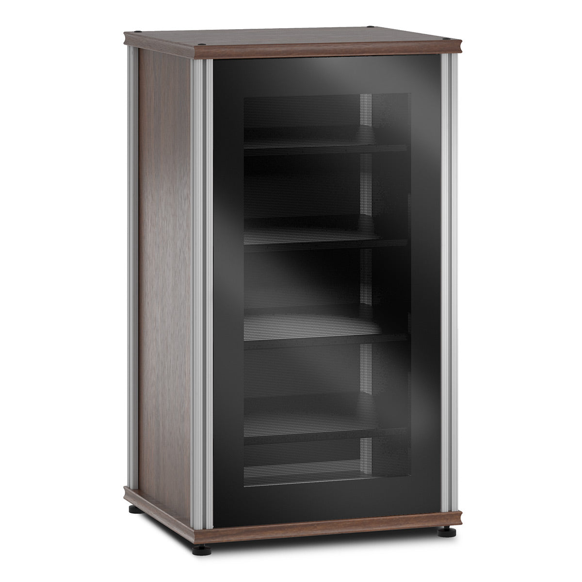Salamander Designs Synergy 402 AV Cabinet (Dark Walnut with Black Glass Doors & Aluminum Posts)