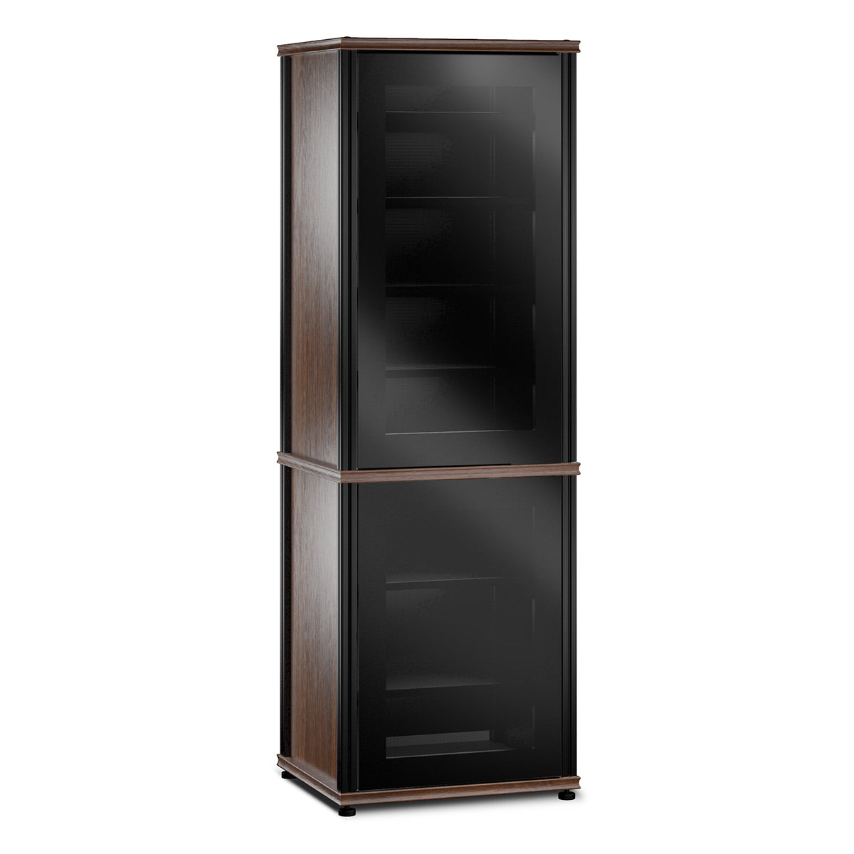 Salamander Designs Synergy 703 AV Cabinet (Dark Walnut with Black Glass Doors & Black Posts)