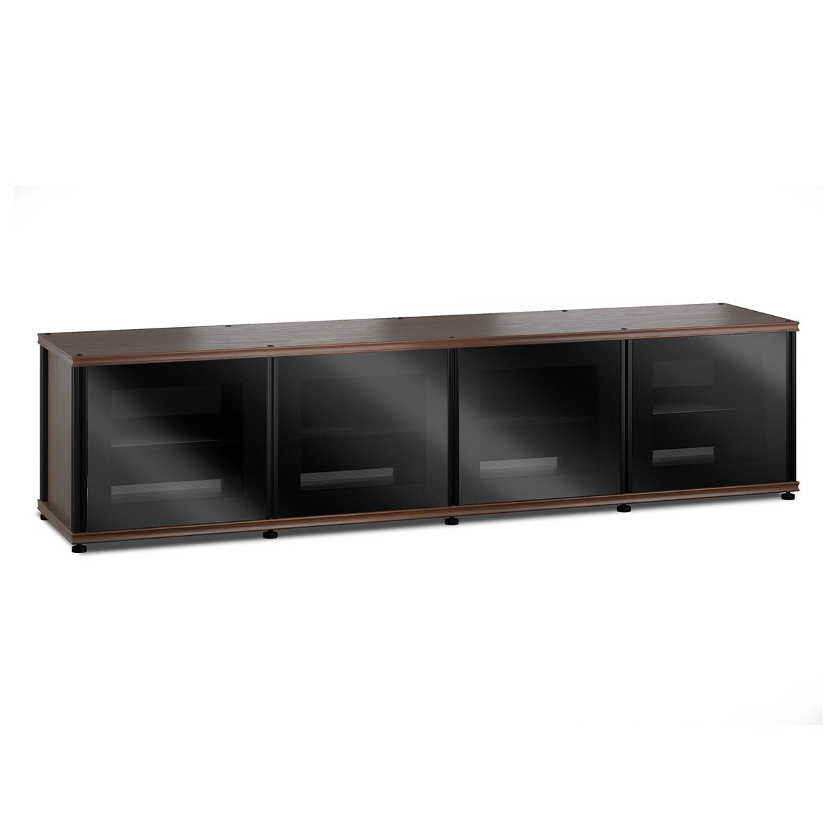 Salamander Designs Synergy 247 Quad AV Cabinet (Walnut with Black Glass Doors & Black Posts)