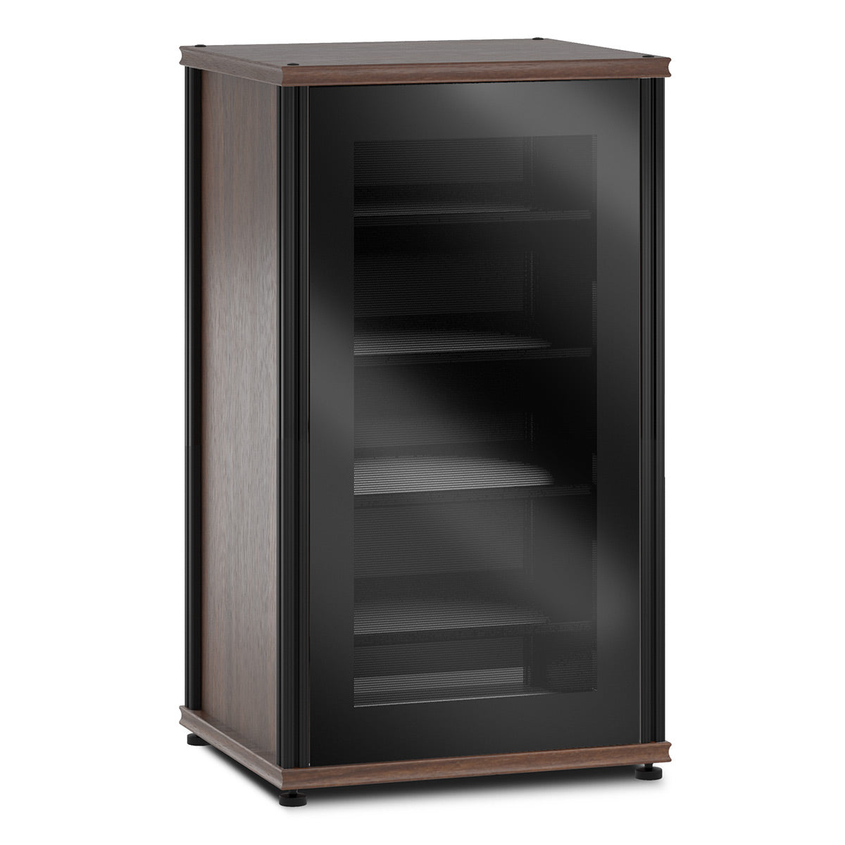 Salamander Designs Synergy 402 AV Cabinet (Dark Walnut with Black Glass Doors & Black Posts)