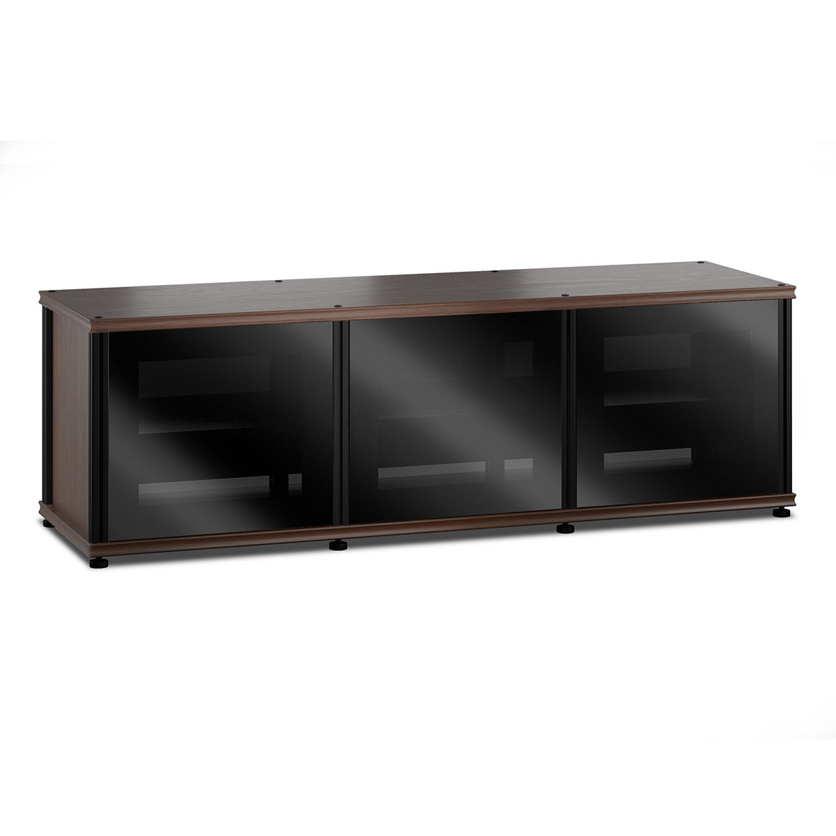 Salamander Designs Synergy 237 Triple AV Cabinet (Dark Walnut with Black Glass & Black Posts)