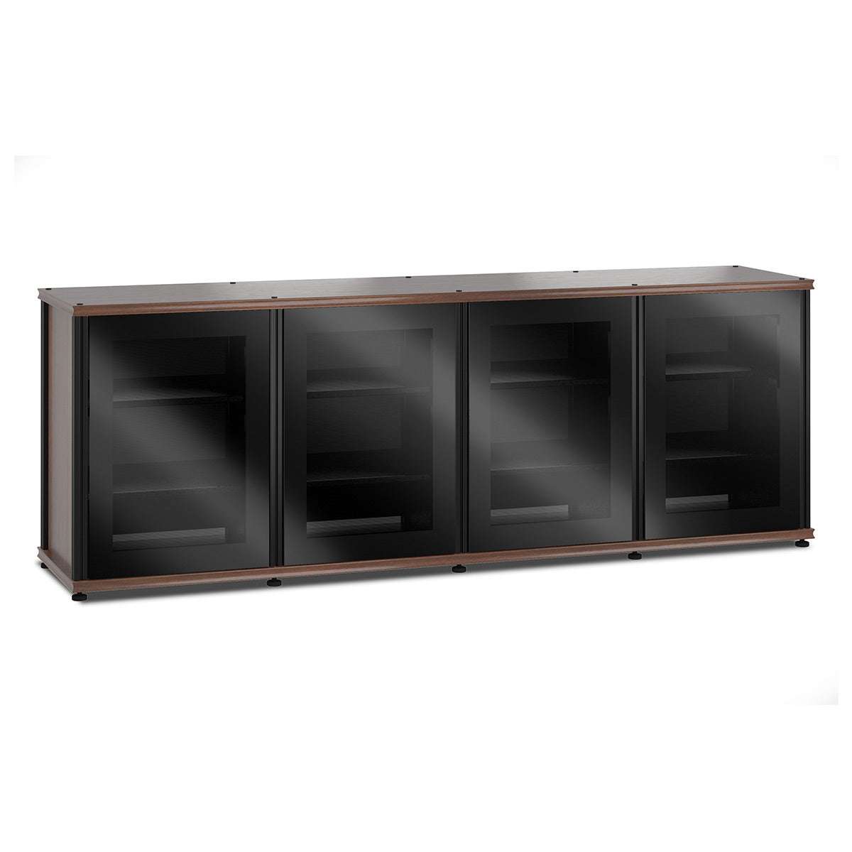 Salamander Designs Synergy 347 Quad AV Cabinet (Dark Walnut with Black Glass Doors & Black Posts)