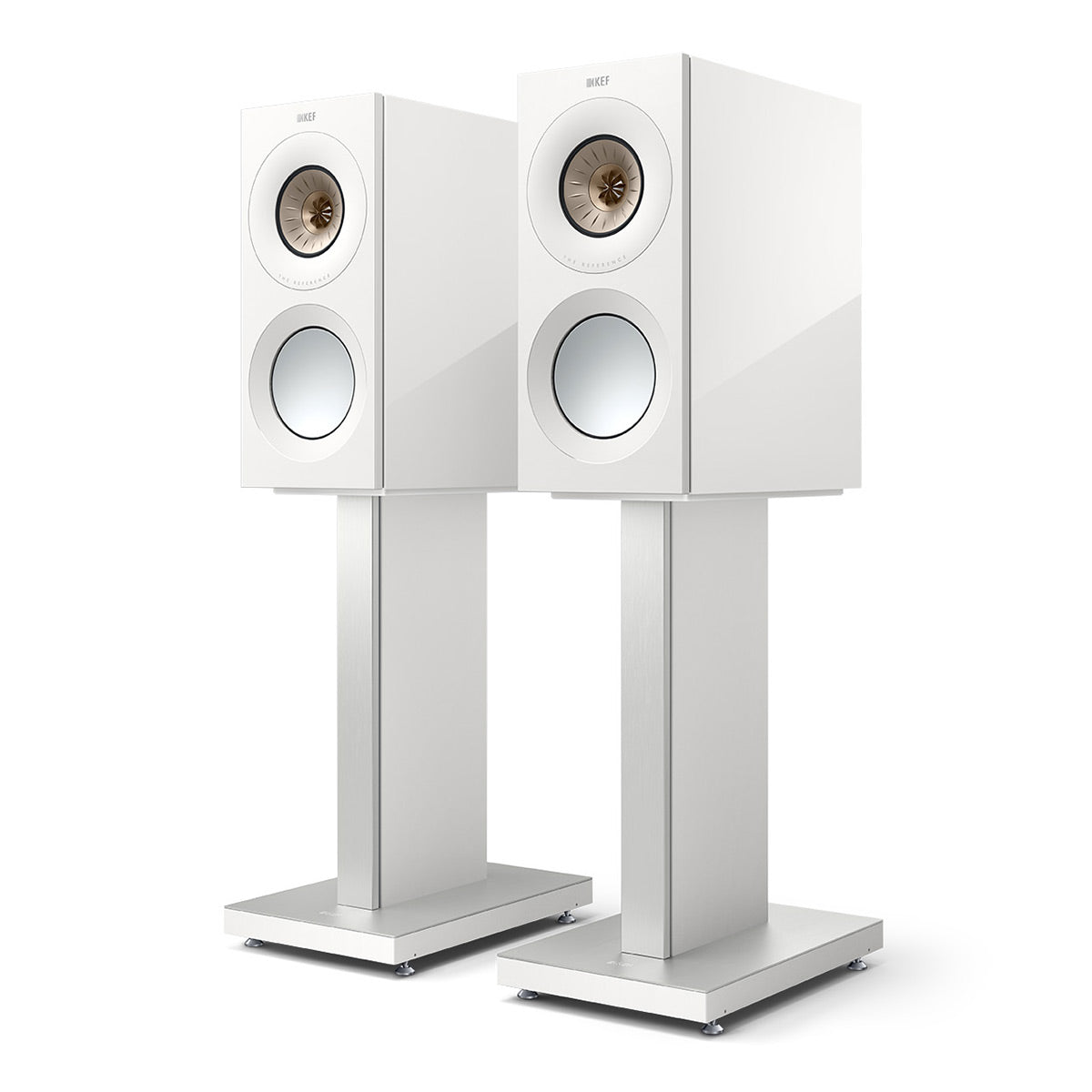 KEF Reference 1 Meta Bookshelf Speaker - Pair (High-Gloss White/Champagne)