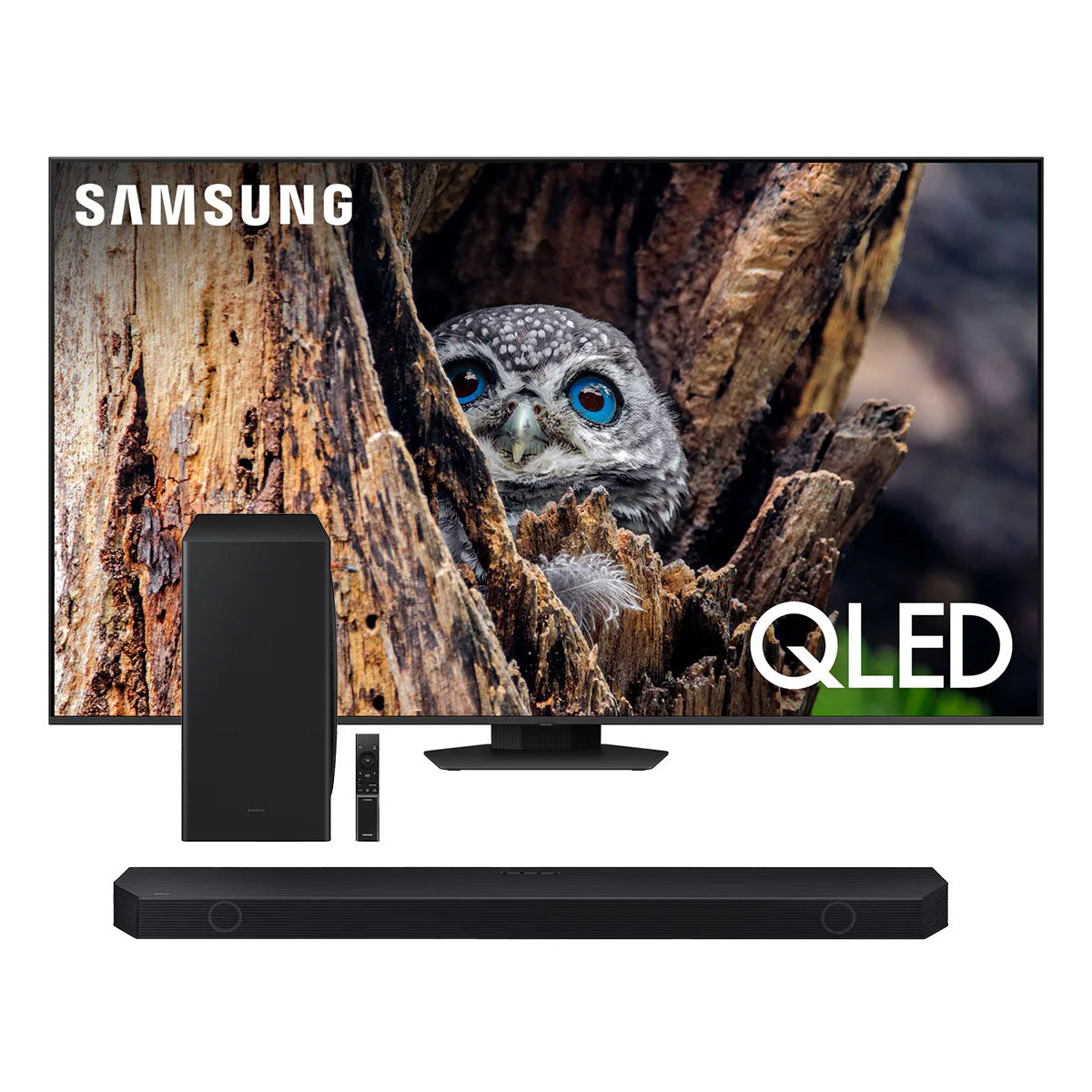 Samsung Q80D 65" 4K QLED Smart TV (2024) with HW-Q800D 5.1.2-Channel Soundbar and Wireless Subwoofer